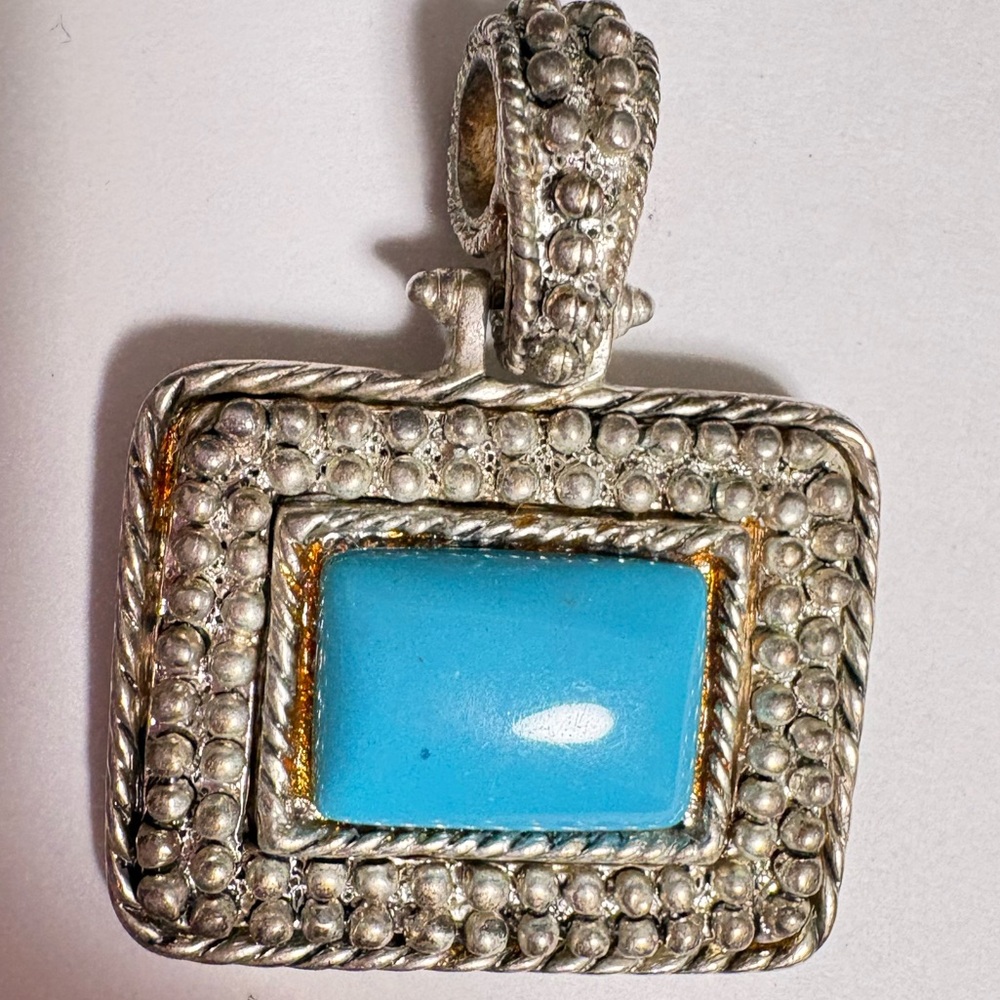 90s Turquoise Colored Silver tone Pendant